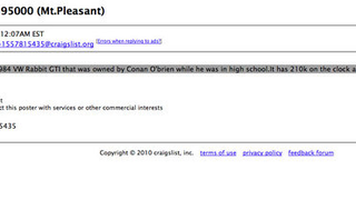 Also On Craigslist, Conan O'Brien's Old Volkswagen For $95K